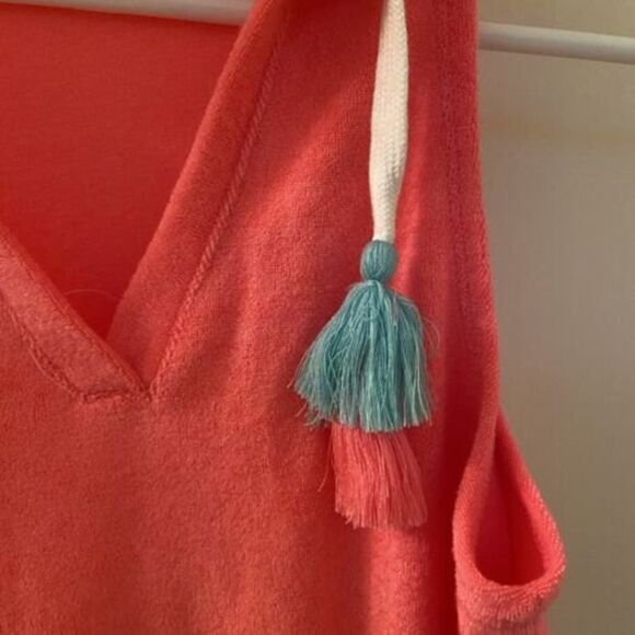 Miken Mermaids Terry Hoodie Romper Cover Up Neon Pink Tassels Girls Size Medium - Picture 5 of 10